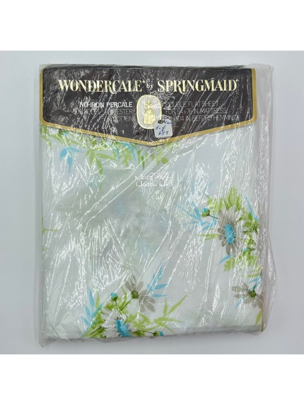 Vintage Springmaid Wondercale Double Flat Sheet Full Size Fresh Daisies Floral